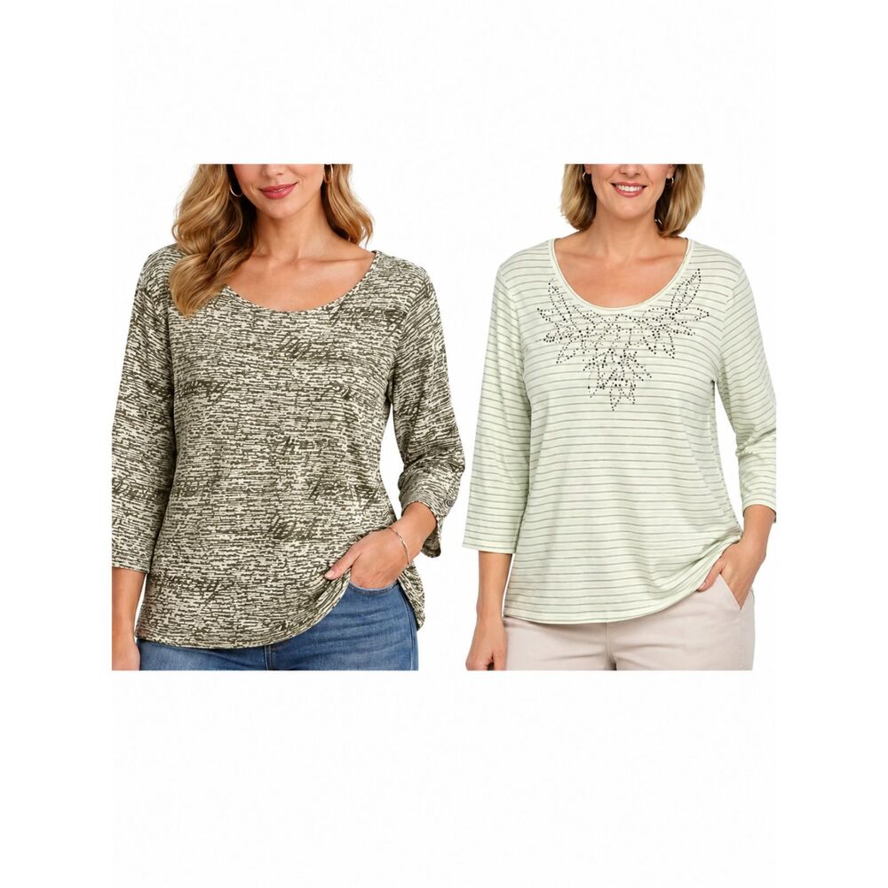 BUNDLE Chico's Tees Stretch Cotton Tops Size 1 Medium